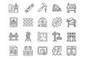 Construction and architecture line icons set. Black outline vector pictograms of building tools, engineering, and planning on Royalty Free Stock Photo