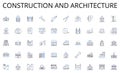 Construction and architecture line icons collection. Assembly, Fabrication, Automation, Machining, Production, Welding