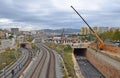 Construction of the Ave train in Barcelona Royalty Free Stock Photo