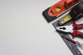 Construction background with different tools Royalty Free Stock Photo