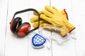 Construction background with protective workwear Royalty Free Stock Photo