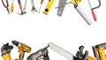 Construction background with tools 3d render on white no shadow Royalty Free Stock Photo