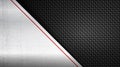 Stainless steel metal panel over carbon fiber background Royalty Free Stock Photo