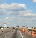 Construction Barrels Along The Interstate Highway Royalty Free Stock Photo