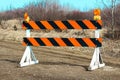 Construction barricade along a country road