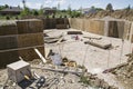 Construction basement forms excavation site Royalty Free Stock Photo