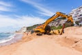 Construction Beach Ocean Erosion Repairs Royalty Free Stock Photo