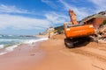 Construction Beach Ocean Erosion Repairs Royalty Free Stock Photo