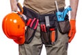 Construction belt on a man tool belt builder