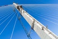 Construction of big guyed bridge in the Russian Vladivostok Royalty Free Stock Photo