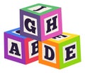 Construction blocks. Kid alphabet cube toy icon