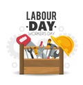 Construction box tools to labour day Royalty Free Stock Photo