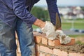 Construction bricklayer work Royalty Free Stock Photo