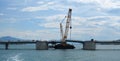 Construction of the bridge to the island of ÃÅiovo from the mainland near Trogir Croatia.