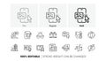 Construction building, Copyright chat and Phone image line icons. For web app, printing. Line icons. Vector Royalty Free Stock Photo