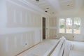 Construction building industry new home construction interior drywall and finish details Royalty Free Stock Photo