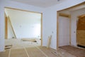 Construction building industry new home construction interior drywall finish details Royalty Free Stock Photo