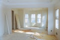 Construction building industry new home construction interior drywall tape. Building construction gypsum plaster walls