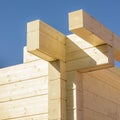 Construction of a building made of glued beams