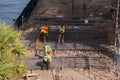 Construction of building near bridge Royalty Free Stock Photo