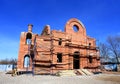 Construction of a building from red brick