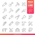 Construction tools high quality line icons. Vector