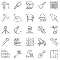 Construction and building vector icons set in thin line style Royalty Free Stock Photo