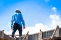 Construction building workers at construction Royalty Free Stock Photo