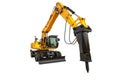 Construction bulldozer and hydraulic breaker isolated with clipping path Royalty Free Stock Photo