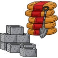 Construction Cement and Bricks Cartoon Clipart