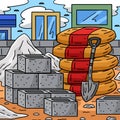 Construction Cement and Bricks Colored Cartoon