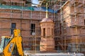 KOMLEVO, RUSSIA - JULY 2017: Construction of the Church of the Nativity of John the Baptist