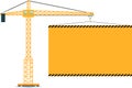 Construction Civil Tower Crane with Poster Icon in Flat Style. Vector Illustration