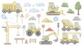 Construction clip art Set Watercolor illustration. Hand drawn baby boy toy car and road sign on isolated background Royalty Free Stock Photo