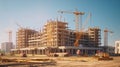 Construction company build a new big building. Generative AI Royalty Free Stock Photo