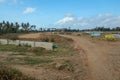 Construction of a complex on the Motogp Mandalika circuit, West Nusa Tenggara, Lombok, Indonesia. Banners with a plan of the area