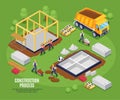 Construction composition in isometric view Royalty Free Stock Photo