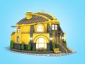 Construction concept house in the form of a construction helmet 3d render on blue gradient Royalty Free Stock Photo