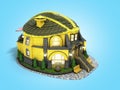 Construction concept house in the form of a construction helmet 3d render on blue gradient Royalty Free Stock Photo