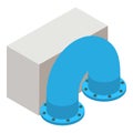 Construction concept icon isometric vector. Concrete block and piece round pipe