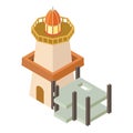 Construction concept icon isometric vector. Lighthouse and frame of building Royalty Free Stock Photo