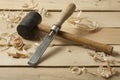 Construction tools on wooden background.Copy space for text. Royalty Free Stock Photo