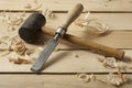 Construction tools on wooden background.Copy space for text. Royalty Free Stock Photo