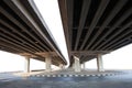 construction of concrete bridge isolated white background use for infra structure of cement ramb bridge