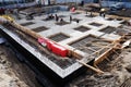 Construction of concrete foundation of building