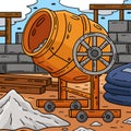 Construction Concrete Mixer Colored Cartoon Royalty Free Stock Photo