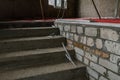 Construction of the concrete stairs in new residential building