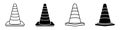Construction cone icons versions set in black flat and line style Royalty Free Stock Photo