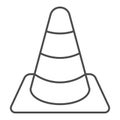 Construction cone thin line icon. Road cone vector illustration isolated on white. Barrier outline style design Royalty Free Stock Photo