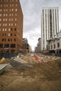 Construction continues on the 16th street mall in Denver, Colorado.